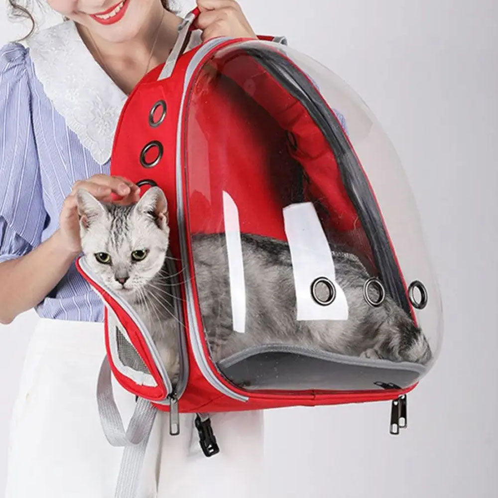 Рюкзак для перенесення тварин прозорий до 5кг, 45×33×25см, Червоний / Рюкзак для кота / Сумка-переноска для тварин