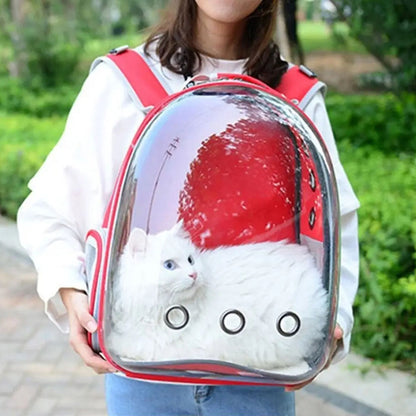 Рюкзак для перенесення тварин прозорий до 5кг, 45×33×25см, Червоний / Рюкзак для кота / Сумка-переноска для тварин