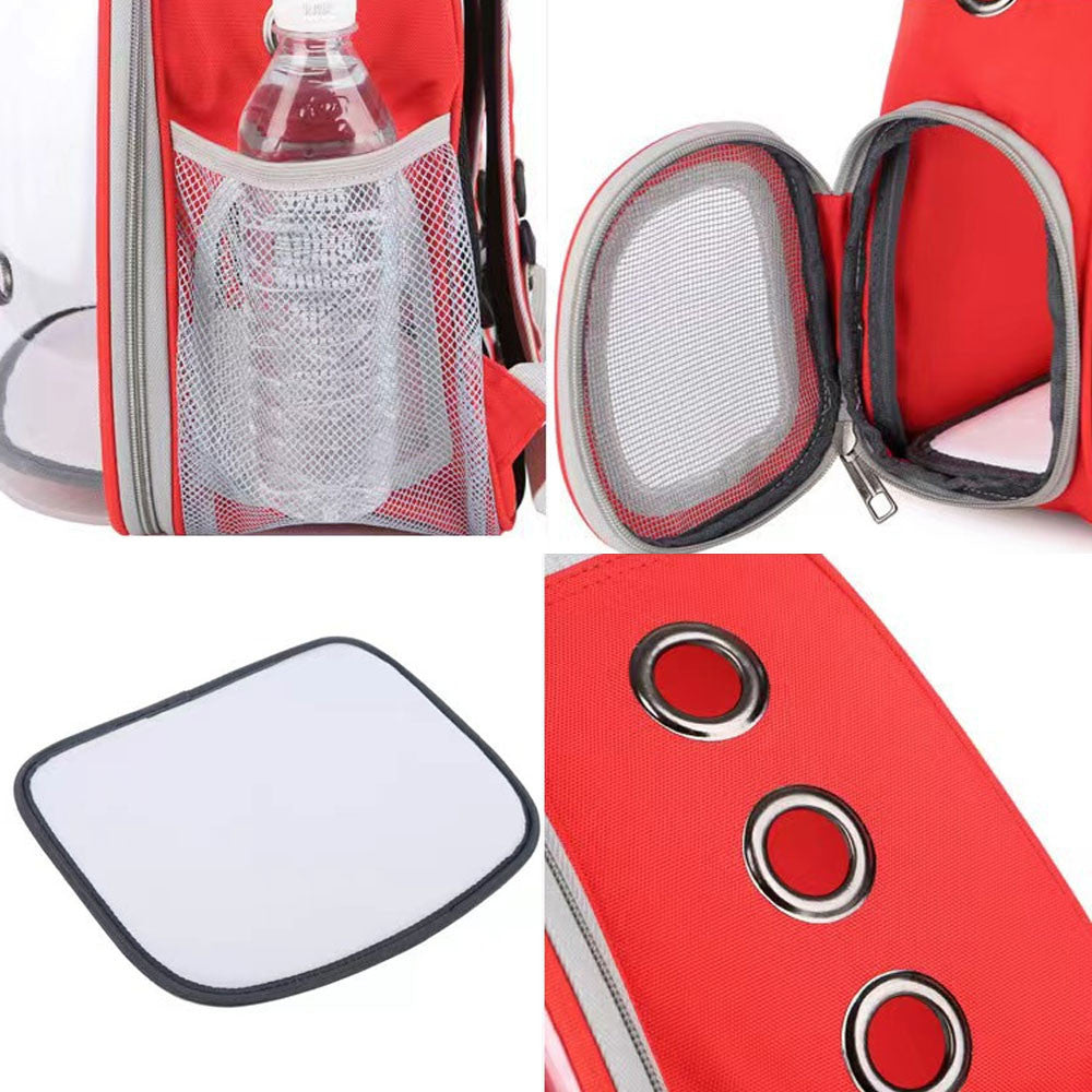 Рюкзак для перенесення тварин прозорий до 5кг, 45×33×25см, Червоний / Рюкзак для кота / Сумка-переноска для тварин