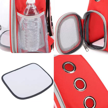 Рюкзак для перенесення тварин прозорий до 5кг, 45×33×25см, Червоний / Рюкзак для кота / Сумка-переноска для тварин