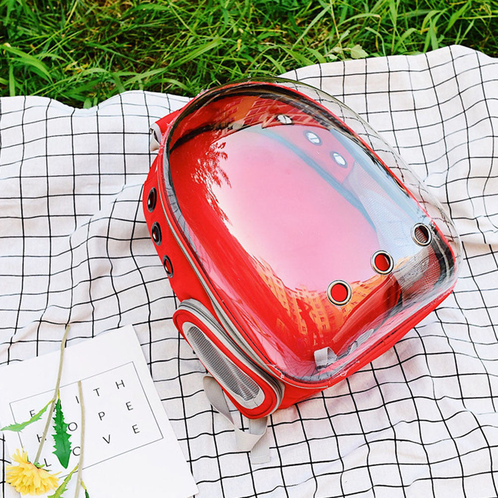 Рюкзак для перенесення тварин прозорий до 5кг, 45×33×25см, Червоний / Рюкзак для кота / Сумка-переноска для тварин