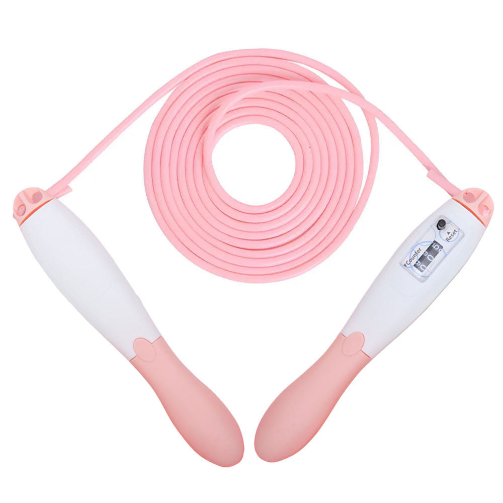 Скакалка з лічильником "Кеглі", Рожевий / Спортивна скакалка для схуднення / Скакалка з регульованою довжиною