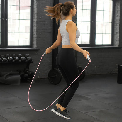 Скакалка з лічильником "Кеглі", Рожевий / Спортивна скакалка для схуднення / Скакалка з регульованою довжиною