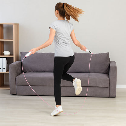 Скакалка з лічильником "Кеглі", Рожевий / Спортивна скакалка для схуднення / Скакалка з регульованою довжиною