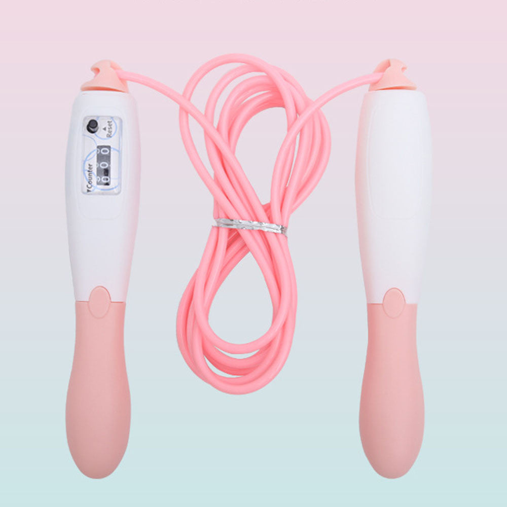 Скакалка з лічильником "Кеглі", Рожевий / Спортивна скакалка для схуднення / Скакалка з регульованою довжиною