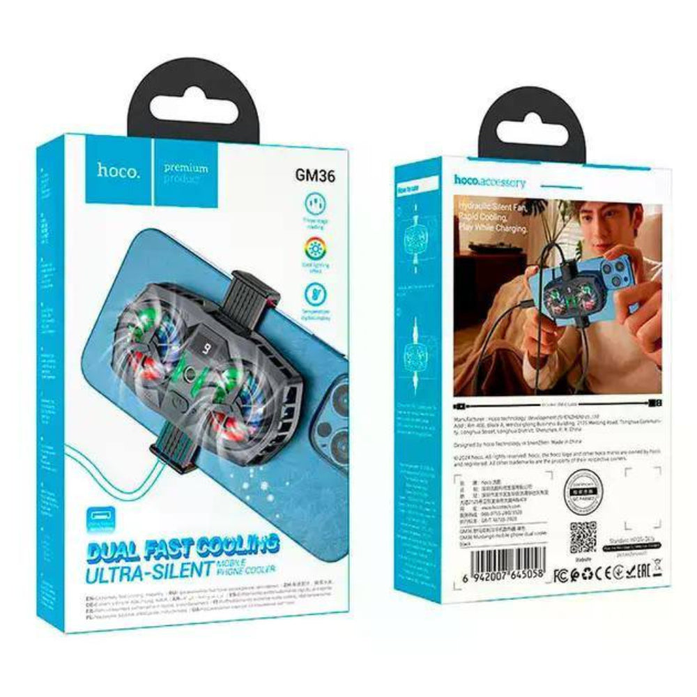Кулер для охолодження для телефону Hoco GM36 (10x6x3 см) / Вентилятор для охолодження смартфона / Ігровий кулер
