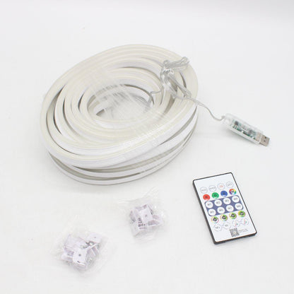 Неонова LED стрічка RGB 10м з пультом та Bluetooth / Світлодіодне RGB підсвічування / RGB стрічка силіконова
