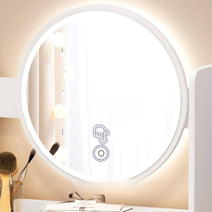 Косметичний столик із дзеркалом та підсвічуванням 130х80х40 см, STL-MD 73, Білий / Косметичний стіл