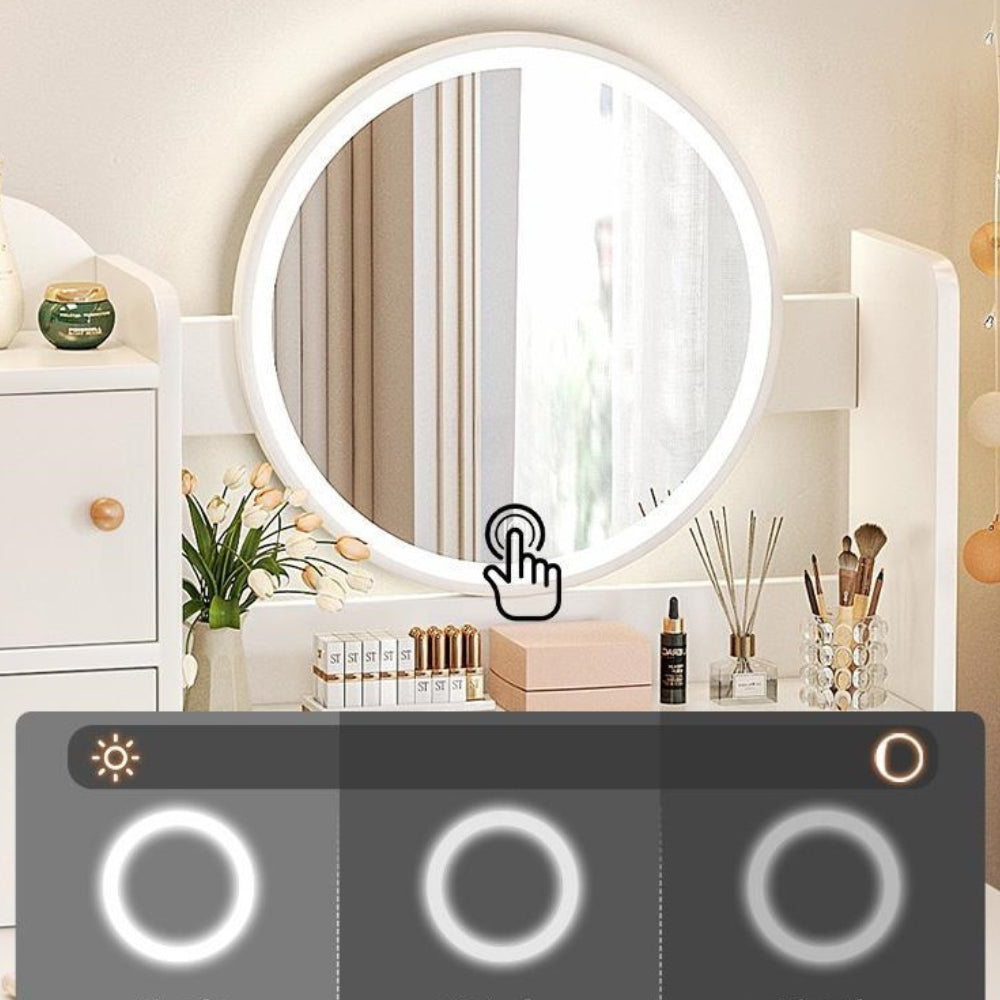 Косметичний столик із дзеркалом та підсвічуванням 130х80х40 см, STL-MD 73, Білий / Косметичний стіл