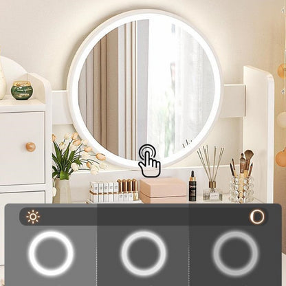 Косметичний столик із дзеркалом та підсвічуванням 130х80х40 см, STL-MD 73, Білий / Косметичний стіл