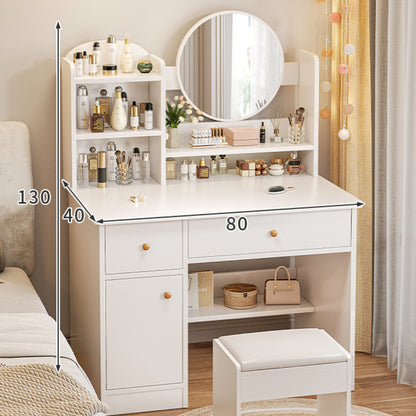 Косметичний столик із дзеркалом та підсвічуванням 130х80х40 см, STL-MD 73, Білий / Косметичний стіл