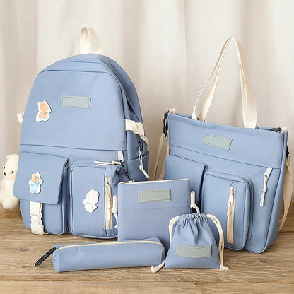 Шкільний рюкзак 40х29х12см +Сумка, шоппер, пенал, Блакитний / Комплект сумок / Рюкзак з сумками