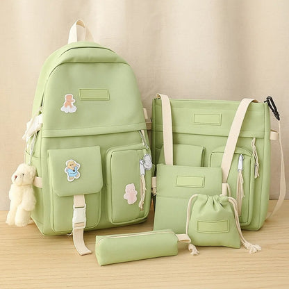 Шкільний набір: Рюкзак, сумка, шоппер, зелений, пенал / Комплект сумок / Рюкзак з сумками