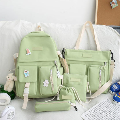 Шкільний набір: Рюкзак, сумка, шоппер, зелений, пенал / Комплект сумок / Рюкзак з сумками