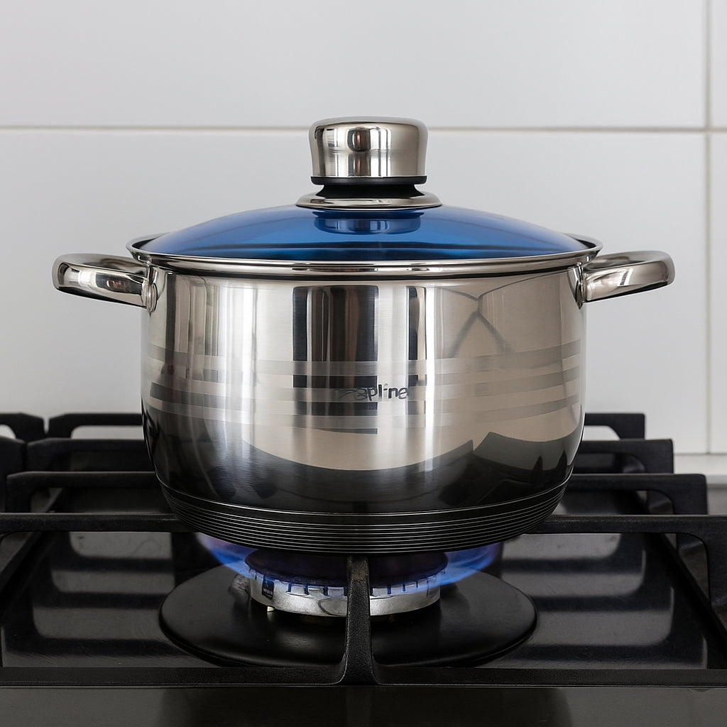 Набір посуду з нержавіючої сталі Zep Line ZP-076, 18 предметів / Кухонний набір каструль зі сковородою