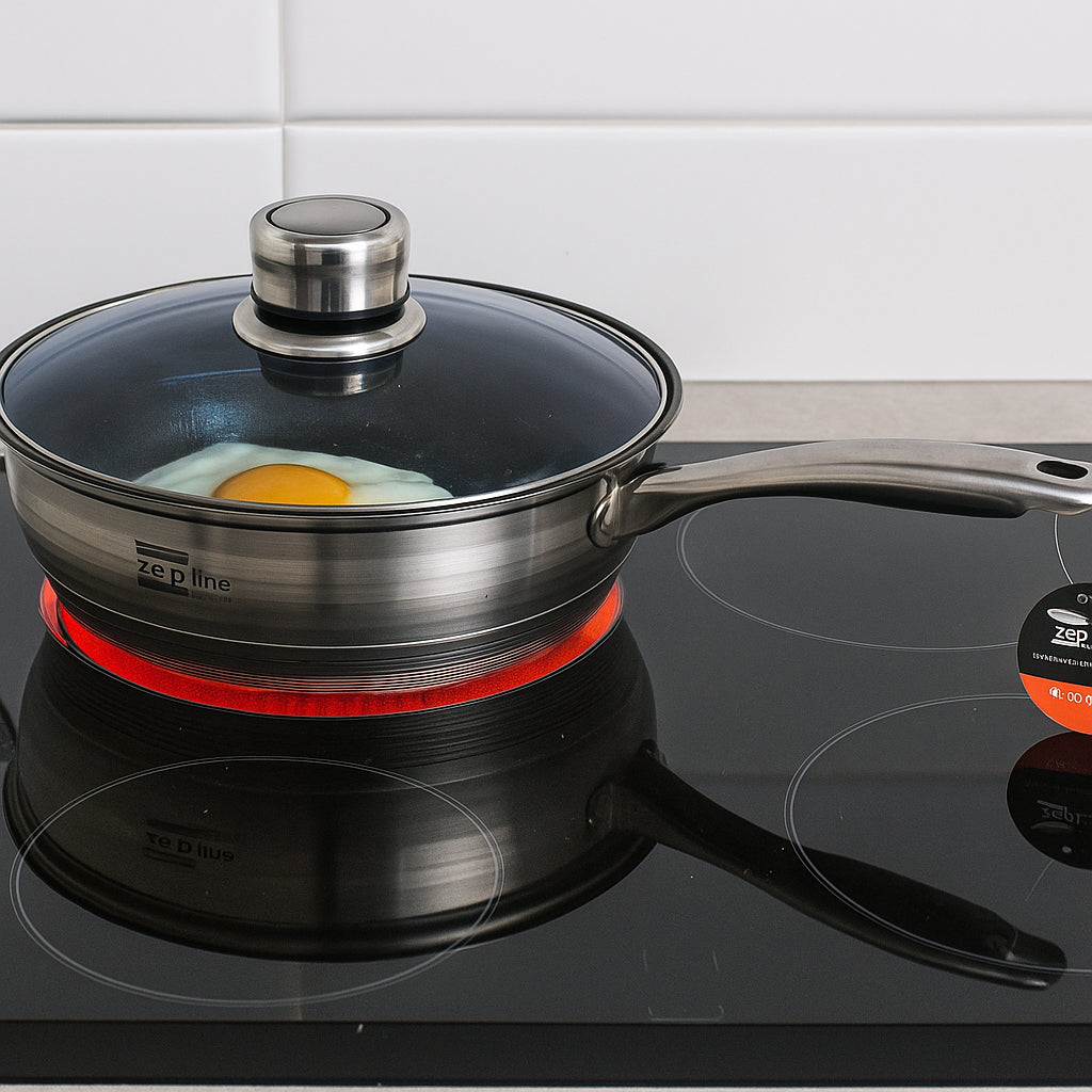 Набір посуду з нержавіючої сталі Zep Line ZP-076, 18 предметів / Кухонний набір каструль зі сковородою