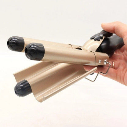 Плойка потрійна 90Вт, від мережі, GM 1956, Золотистий / Плойка хвиля / Плойка для волосся / Щипці для завивки волосся