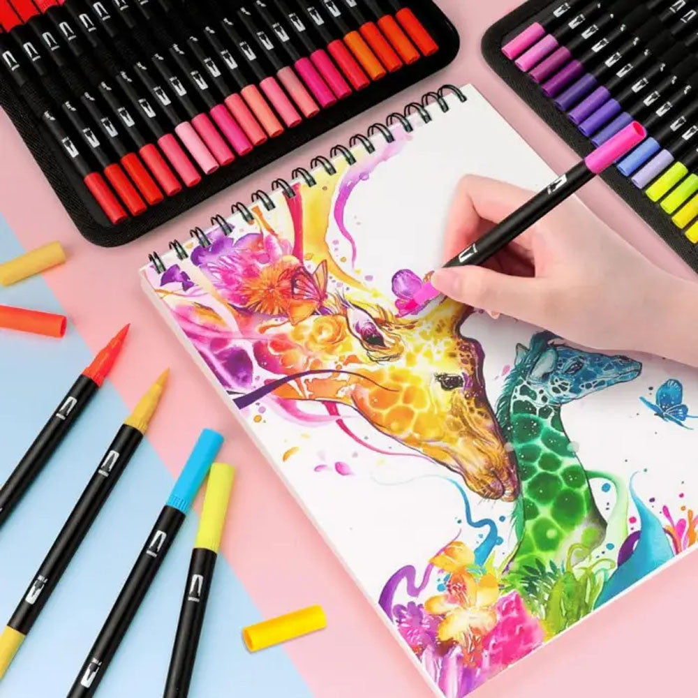 Акварельні маркери двосторонні 168шт з сумкою, Color pencil / Набір для малювання / Маркери для малювання