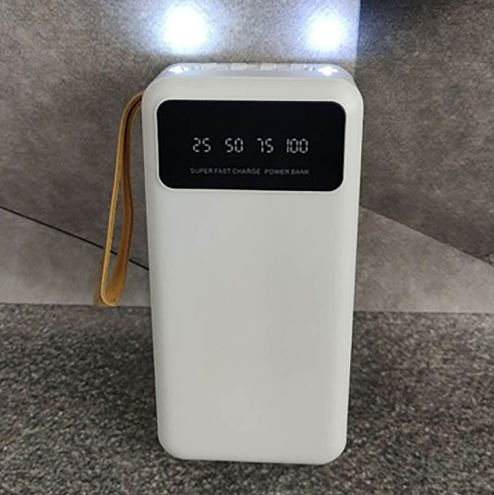 Повербанк 30000мАч з ліхтариком + 4 кабелі, Білий / Powerbank / Павербанк / Зовнішній акумулятор / УМБ