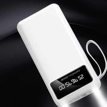 Повербанк 30000мАч з ліхтариком + 4 кабелі, Білий / Powerbank / Павербанк / Зовнішній акумулятор / УМБ