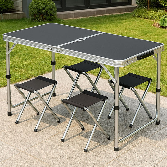 Складний стіл для пікніка 4 стільця, 120х70х60см, Чорний / Туристичний стіл розкладний / Стіл для кемпінгу