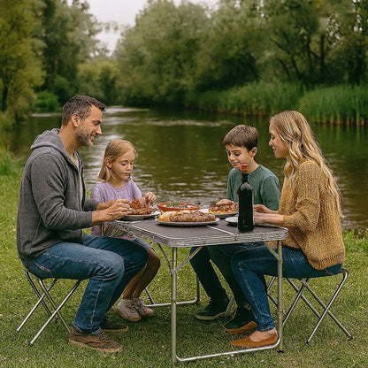 Складний стіл для пікніка 4 стільця, 120х70х60см, Чорний / Туристичний стіл розкладний / Стіл для кемпінгу