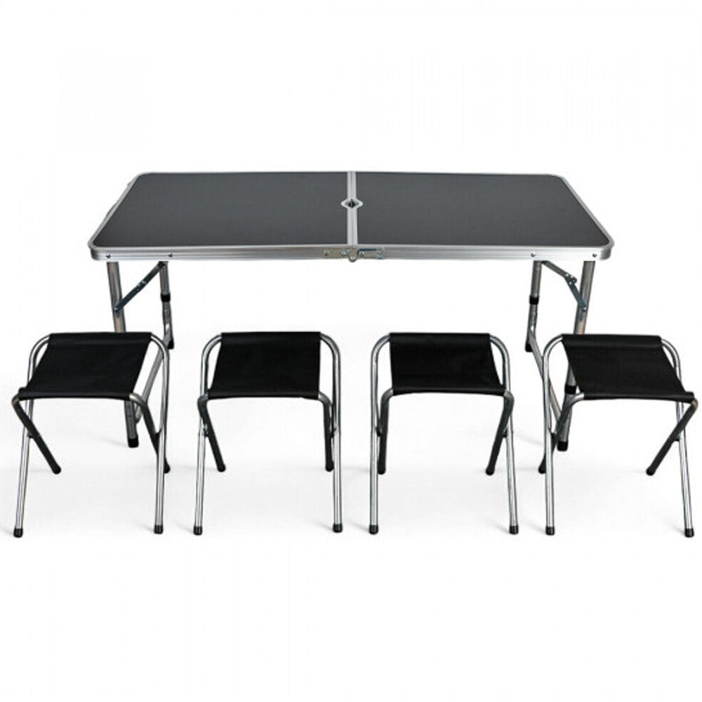 Складний стіл для пікніка 4 стільця, 120х70х60см, Чорний / Туристичний стіл розкладний / Стіл для кемпінгу