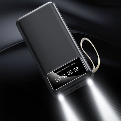 Повербанк 30000мАч з ліхтариком + 4 кабелі, Чорний / Powerbank / Павербанк / Зовнішній акумулятор / УМБ