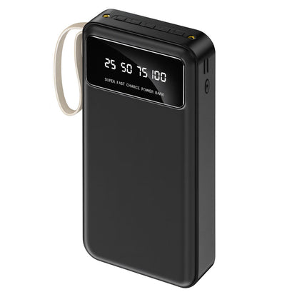 Повербанк 30000мАч з ліхтариком + 4 кабелі, Чорний / Powerbank / Павербанк / Зовнішній акумулятор / УМБ