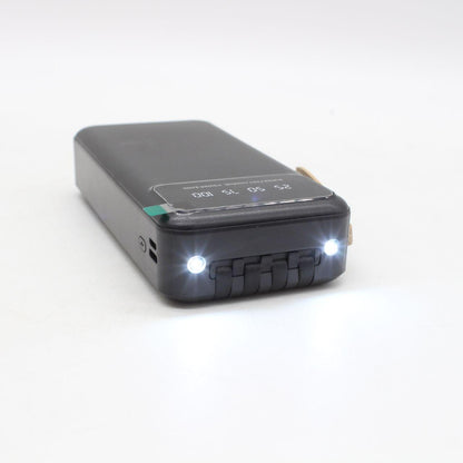 Повербанк 30000мАч з ліхтариком + 4 кабелі, Чорний / Powerbank / Павербанк / Зовнішній акумулятор / УМБ