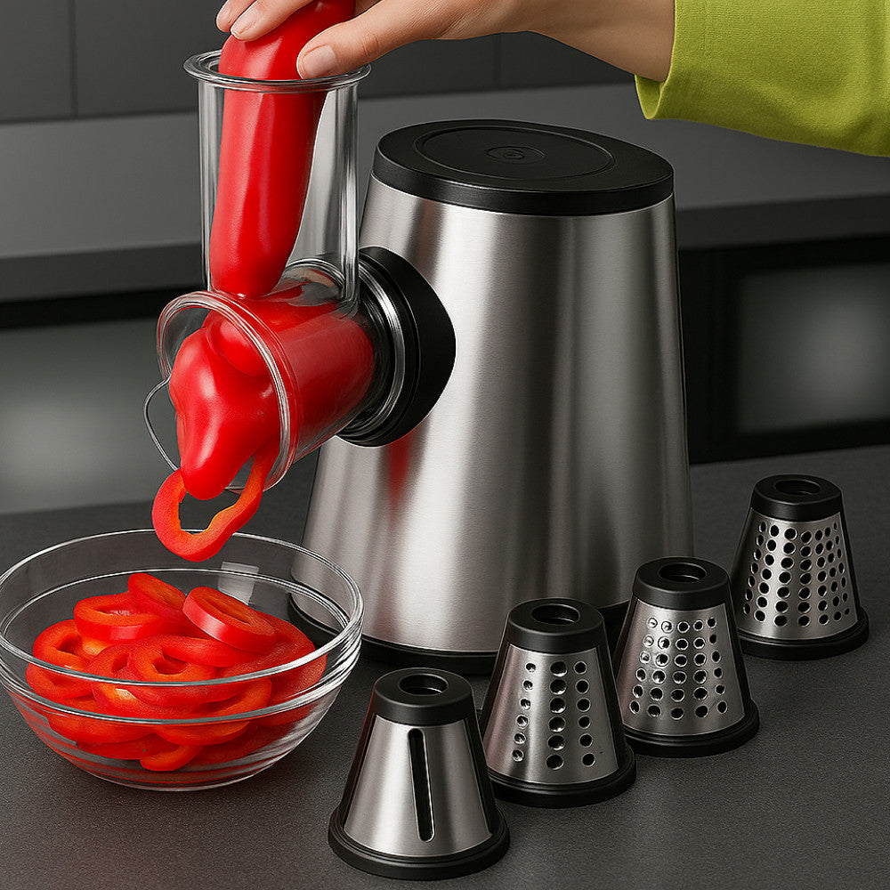 Електрична овочерізка + 5 насадок, LB-56012, 800Вт / Кухонний слайсер для овочів / Електротерка