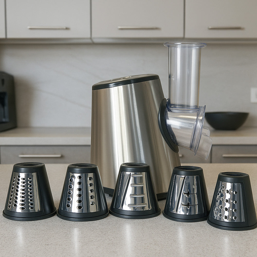 Електрична овочерізка + 5 насадок, LB-56012, 800Вт / Кухонний слайсер для овочів / Електротерка