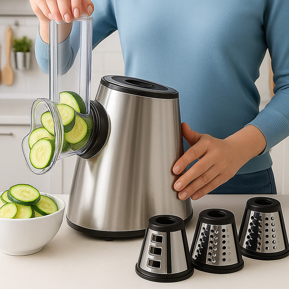 Електрична овочерізка + 5 насадок, LB-56012, 800Вт / Кухонний слайсер для овочів / Електротерка