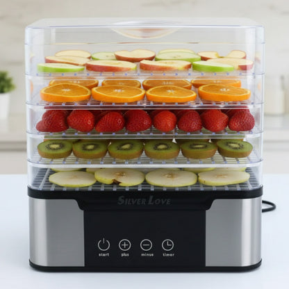 Сушарка для фруктів та овочів 5 ярусів Silver Love RB-912 / Дегідратор / Електросушарка для фруктів