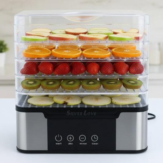 Сушарка для фруктів та овочів 5 ярусів Silver Love RB-912 / Дегідратор / Електросушарка для фруктів