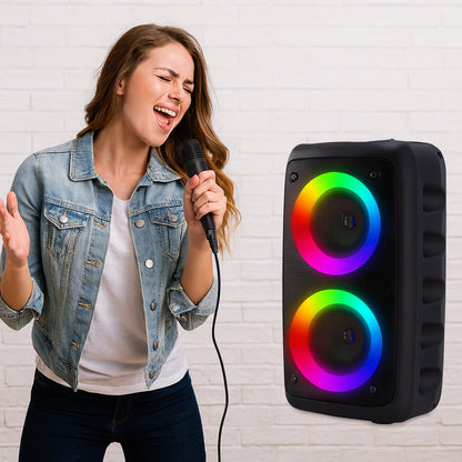 Бездротова Bluetooth колонка KTS-1265 / Блютуз колонка з LED-підсвічуванням / Караоке колонка