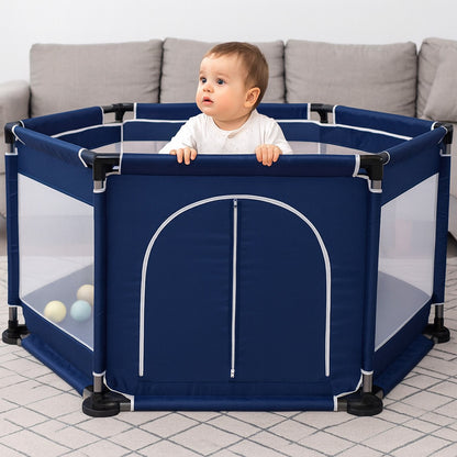 Дитячий манеж складаний з сіткою, Синій / Інтерактивний манеж для дітей / Манеж-ігровий майданчик