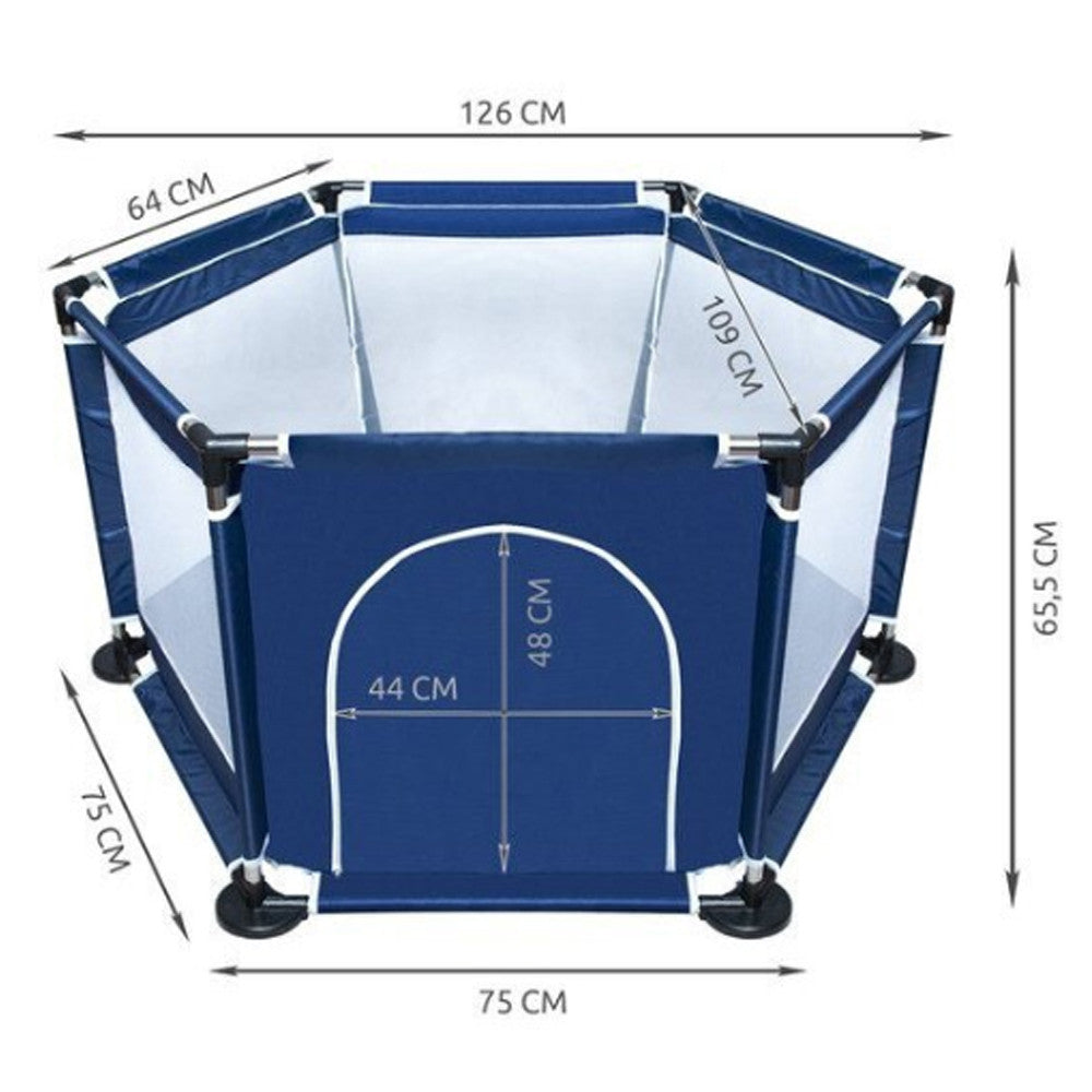 Дитячий манеж складаний з сіткою, Синій / Інтерактивний манеж для дітей / Манеж-ігровий майданчик