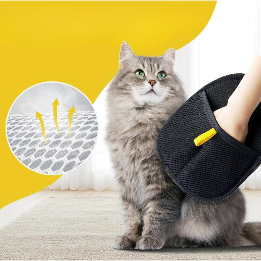 Двостороння рукавичка для вичісування шерсті "PetGroom Pro" 24*16 см / Рукавичка для збирання шерсті / Щітка-рукавичка для шерсті