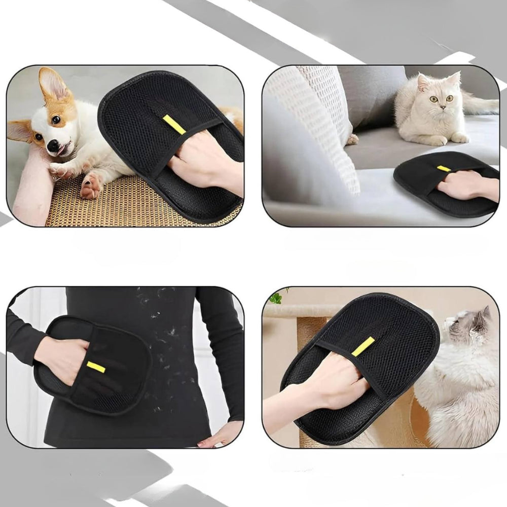 Двостороння рукавичка для вичісування шерсті "PetGroom Pro" 24*16 см / Рукавичка для збирання шерсті / Щітка-рукавичка для шерсті