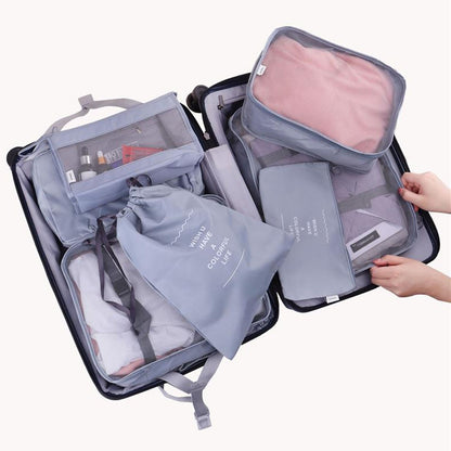 Набір дорожніх органайзерів 8 шт, Сірий / Дорожній набір органайзерів / Організатори для подорожей