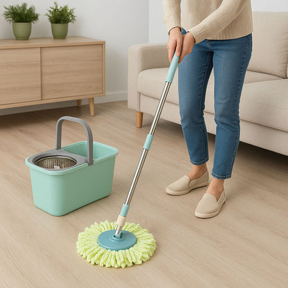 Швабра з автоматичним віджимом та відром 6л, Бірюзовий / Швабра ледарка / Швабра з відром / Швабра ледарка з віджимом