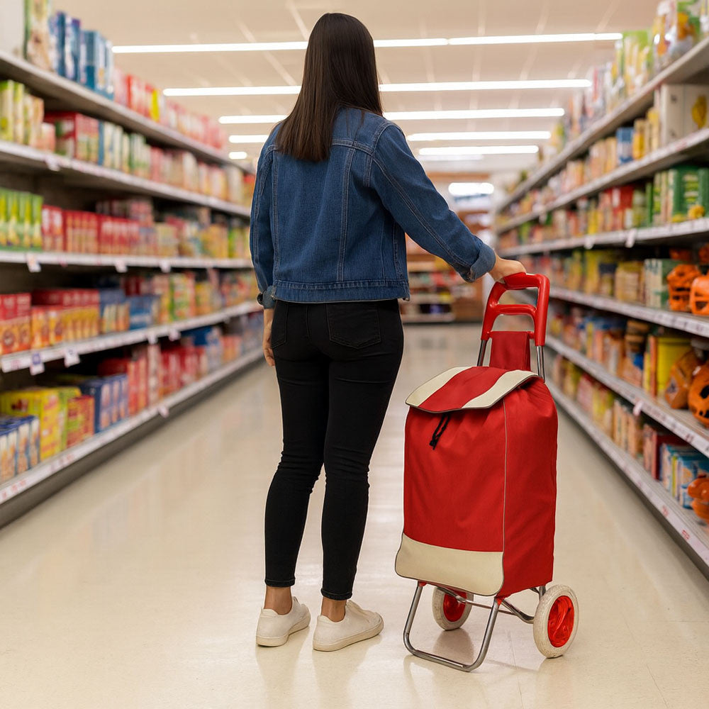 Сумка-візок на колесах до 130кг, 95х35х30см, Червоний / Сумки на колесах для покупок / Кравчучка для продуктів