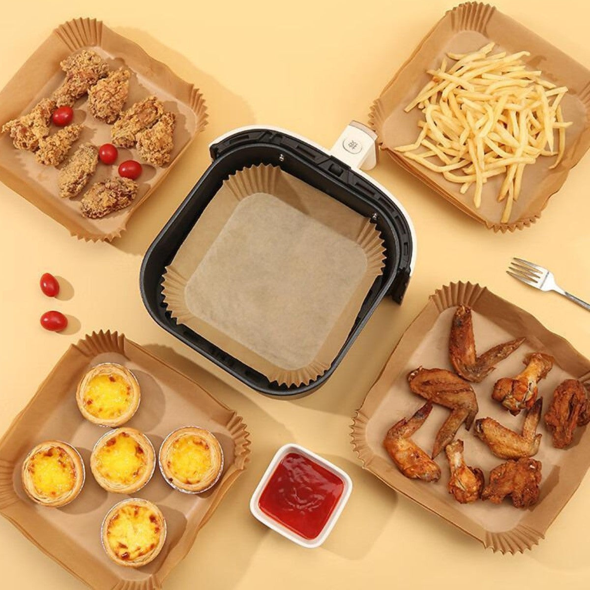 50шт Пергаментна форма для аерогрилю 20х16х4,5см / Одноразова форма пергаментна / Пергамент для духовки