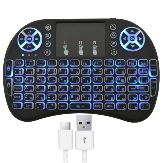Бездротова клавіатура з тачпадом, RGB, MWK08-i8 / Клавіатура з підсвіткою / Портативна міні клавіатура