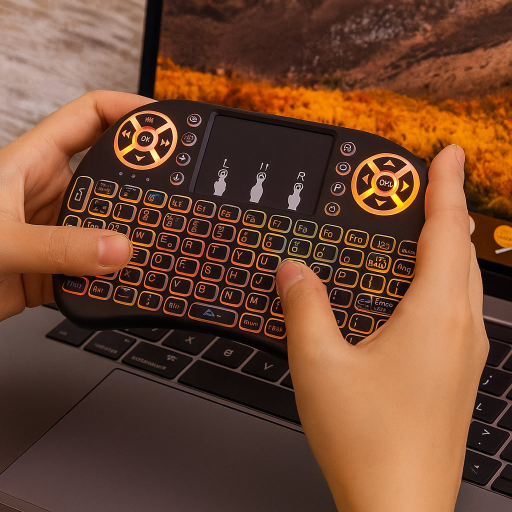 Бездротова клавіатура з тачпадом, RGB, MWK08-i8 / Клавіатура з підсвіткою / Портативна міні клавіатура