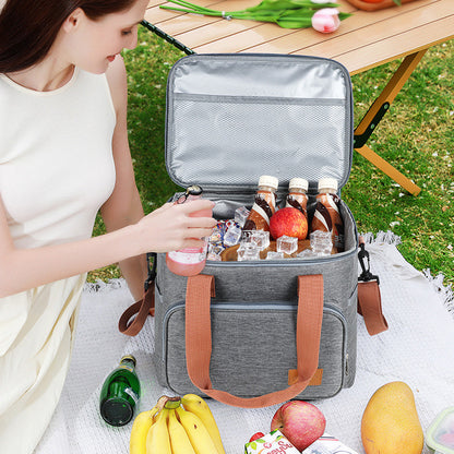 Термосумка для пікніка DF-02, Сіра / Сумка холодильник / Холодильник сумка / Туристична термосумка