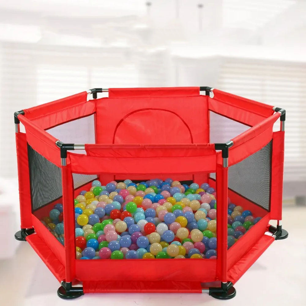 Дитячий складний манеж з сіткою, Червоний / Інтерактивний манеж для дітей / Манеж-ігровий майданчик