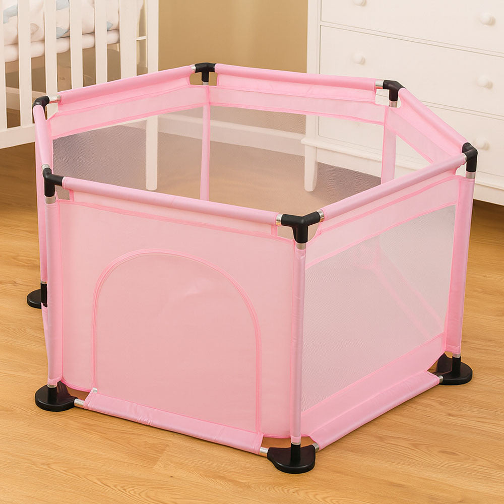 Дитячий складний манеж з сіткою, Рожевий / Інтерактивний манеж для дітей / Манеж-ігровий майданчик