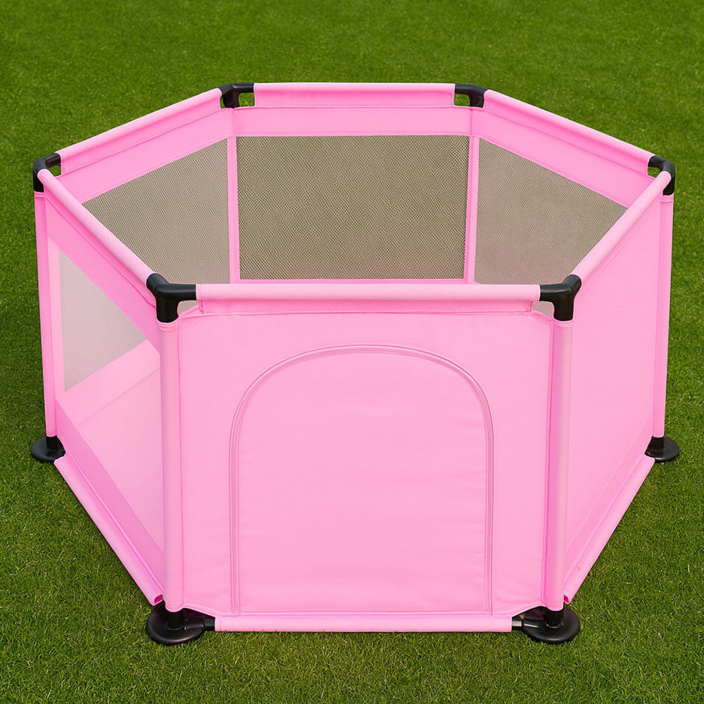 Дитячий складний манеж з сіткою, Рожевий / Інтерактивний манеж для дітей / Манеж-ігровий майданчик